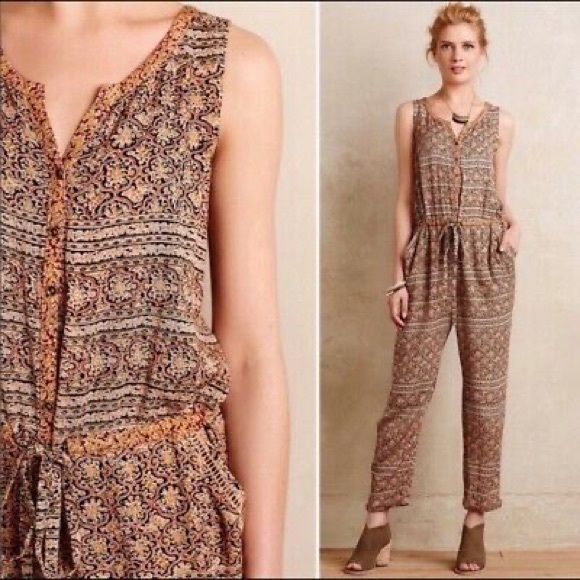 Anthro Lilka Bohemian Jumpsuit Jumper - Picture 2 of 5